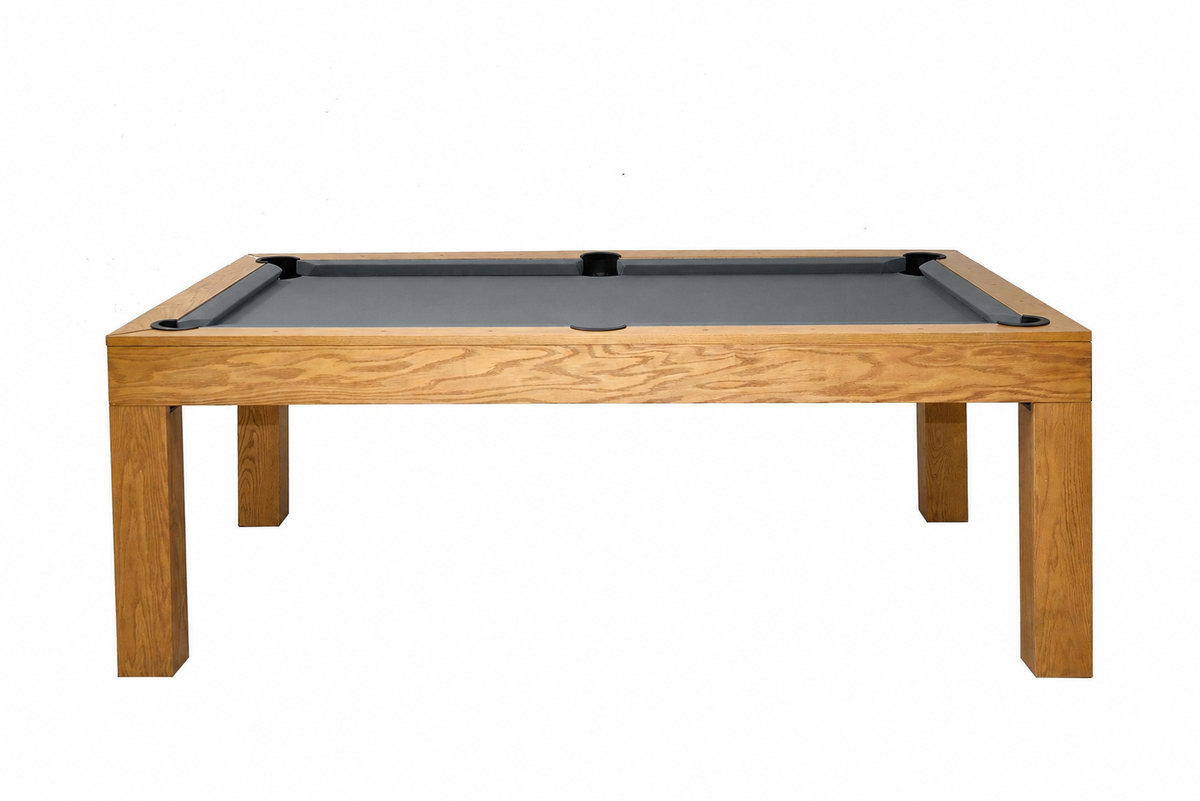 Billard américain Brando en chêne massif, tapis gris, sans plateau