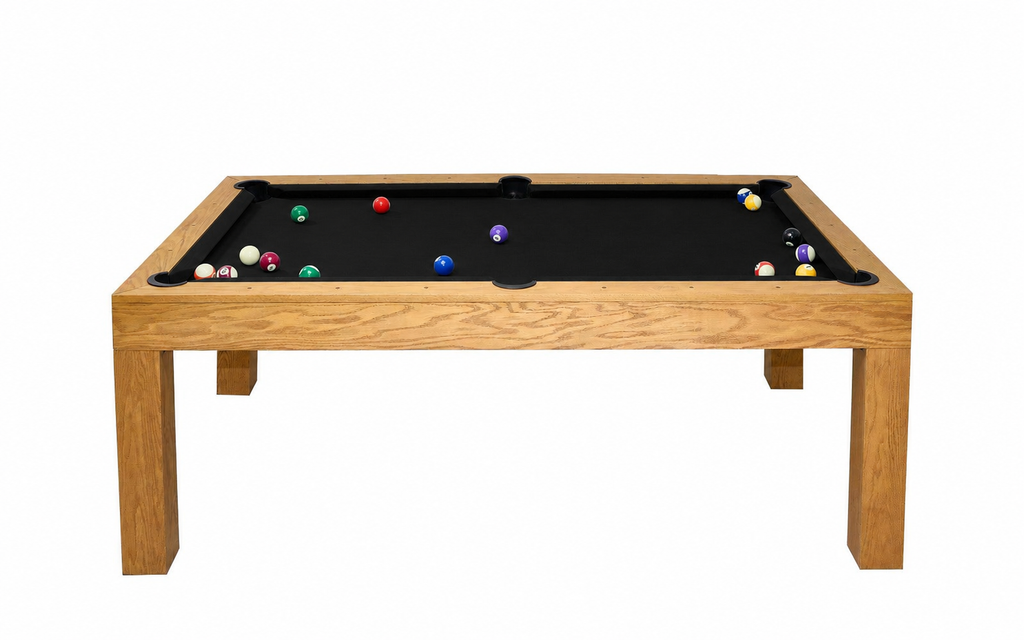 Billard américain Brando en chêne massif, tapis noir, sans plateau