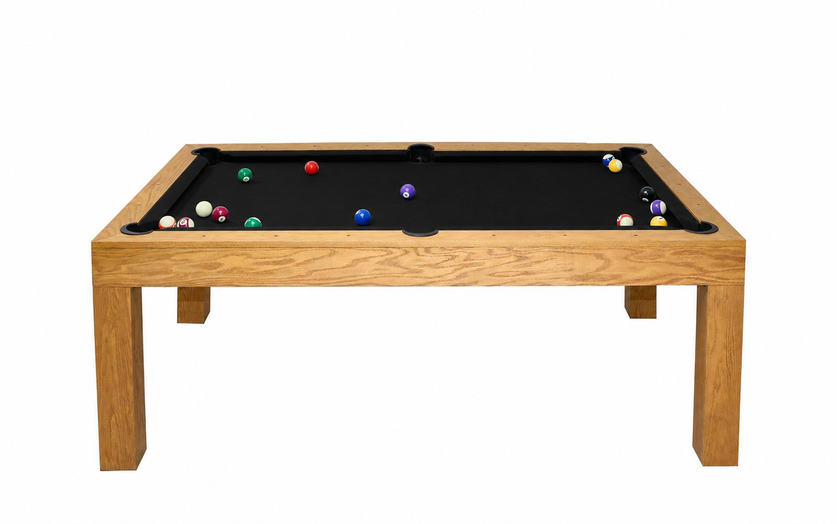 Billard américain Brando en chêne massif, tapis noir, sans plateau