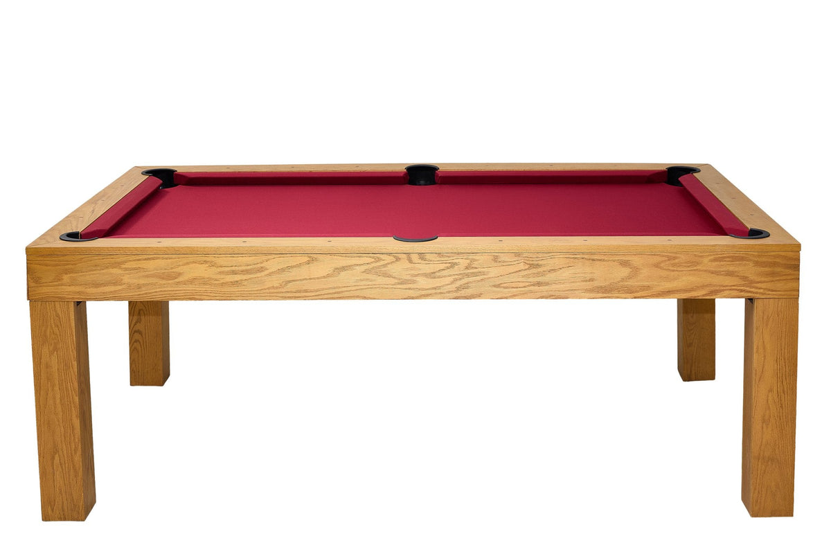 Billard américain Brando en chêne massif, tapis Burgundy rouge, sans plateau